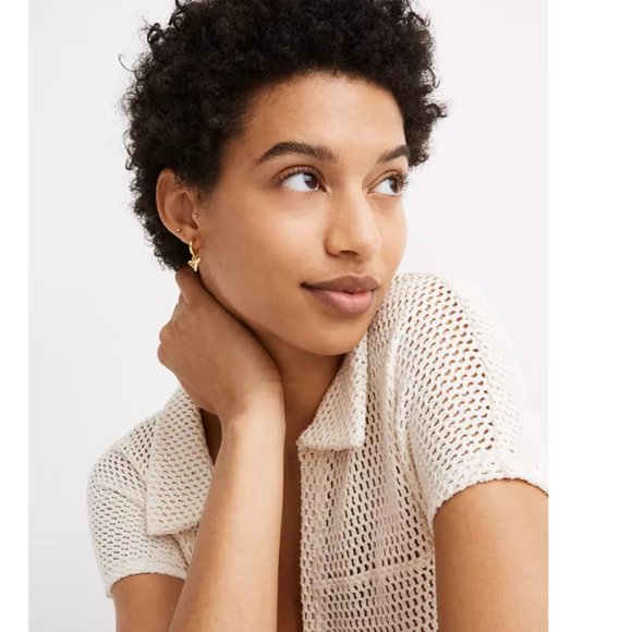 Madewell Shark Tooth Huggie Hoop Earrings - Picture 2 of 2